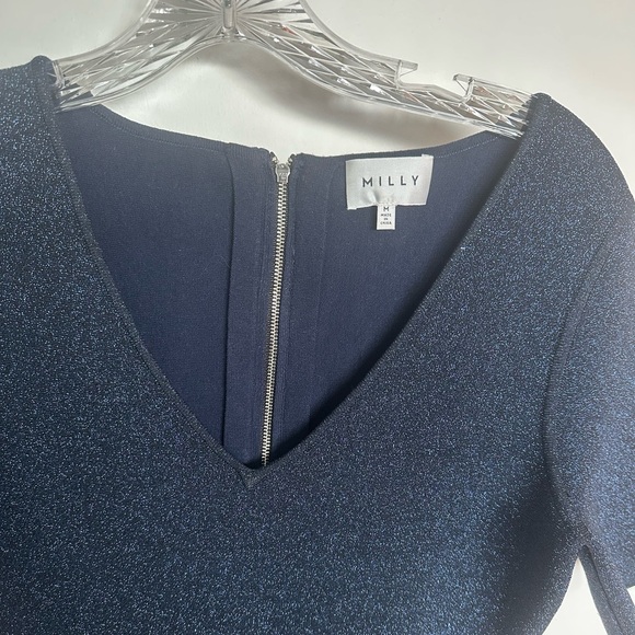 Milly fit and flare blue metallic dress - Picture 2 of 3